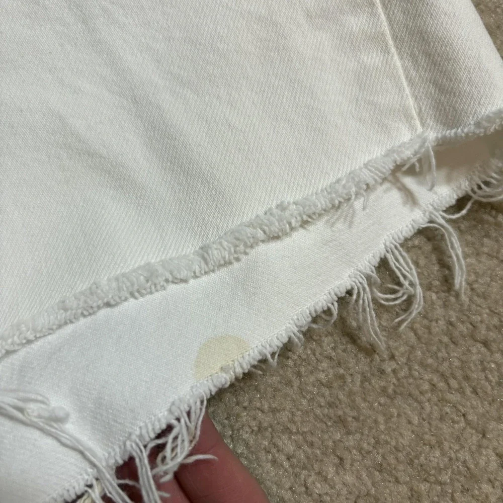 Vtg Levis 551 Jean Shorts Womens 12 High Rise White Denim Relaxed Fit Cutoff USA